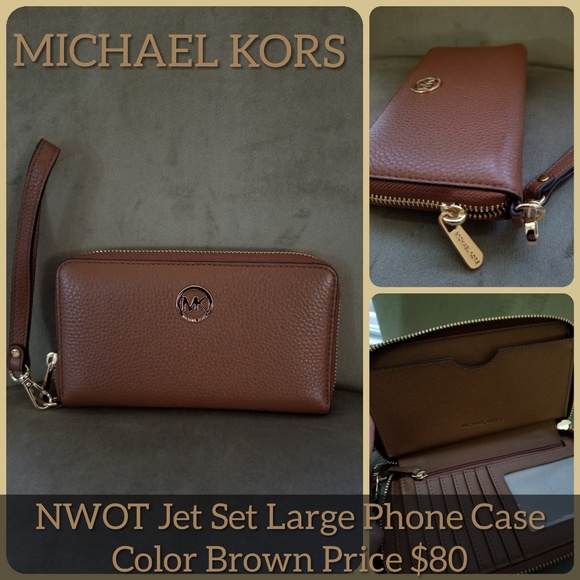 Michael Kors Handbags - NWOT Michael Kors Phone Case Wallet Color Brown